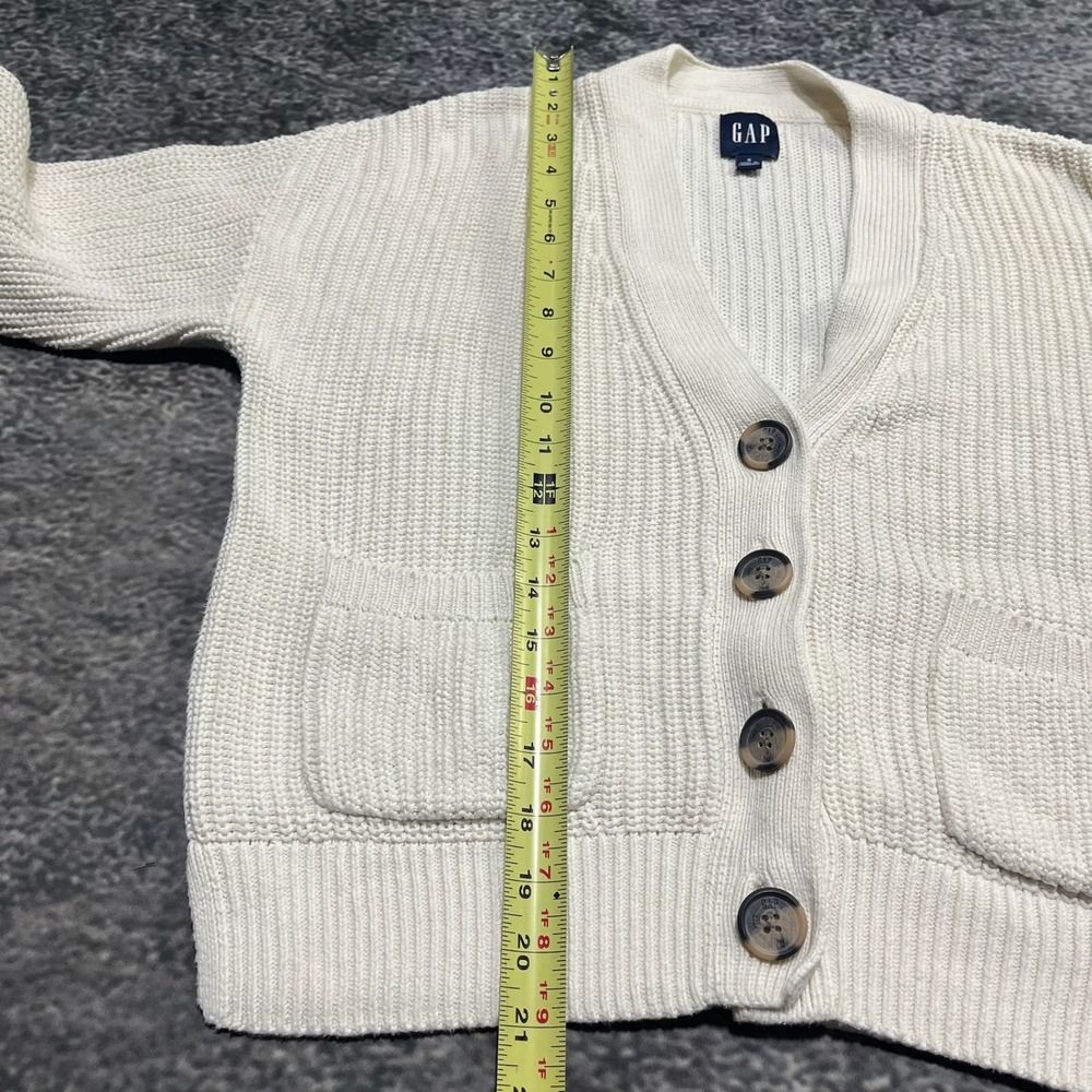 Vintage Gap Cardigan Knit Sweater Womens Small White‎ Grandma Core Preppy Y2K - Picture 7 of 7